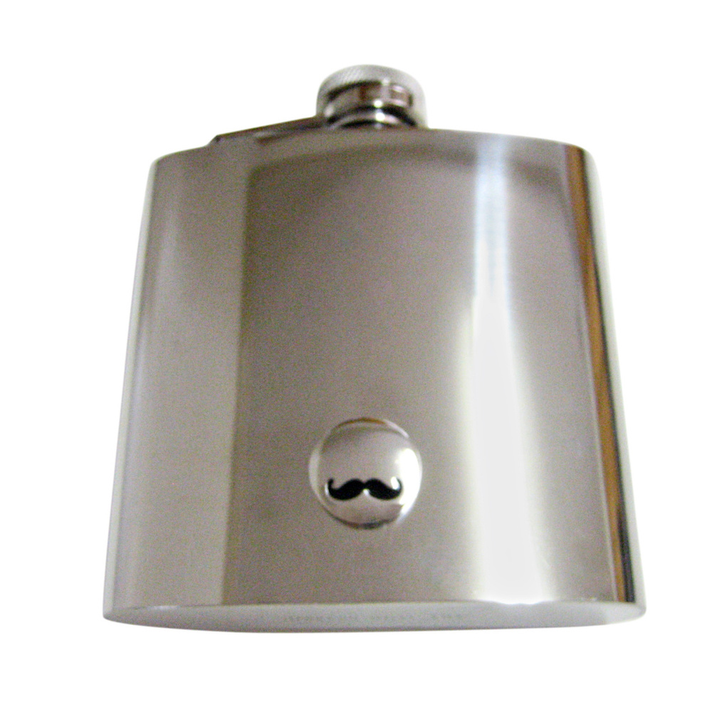 Shiny Circular Hipster Mustache Large Flask - image 1